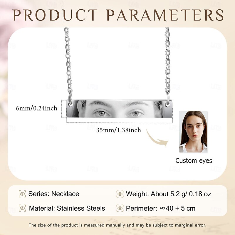 Personalized Eye Photo Custom Best Gift for Mom – Wedding Necklace for Women, Customizable with Your Eye Picture, Perfect Memorial Gift2