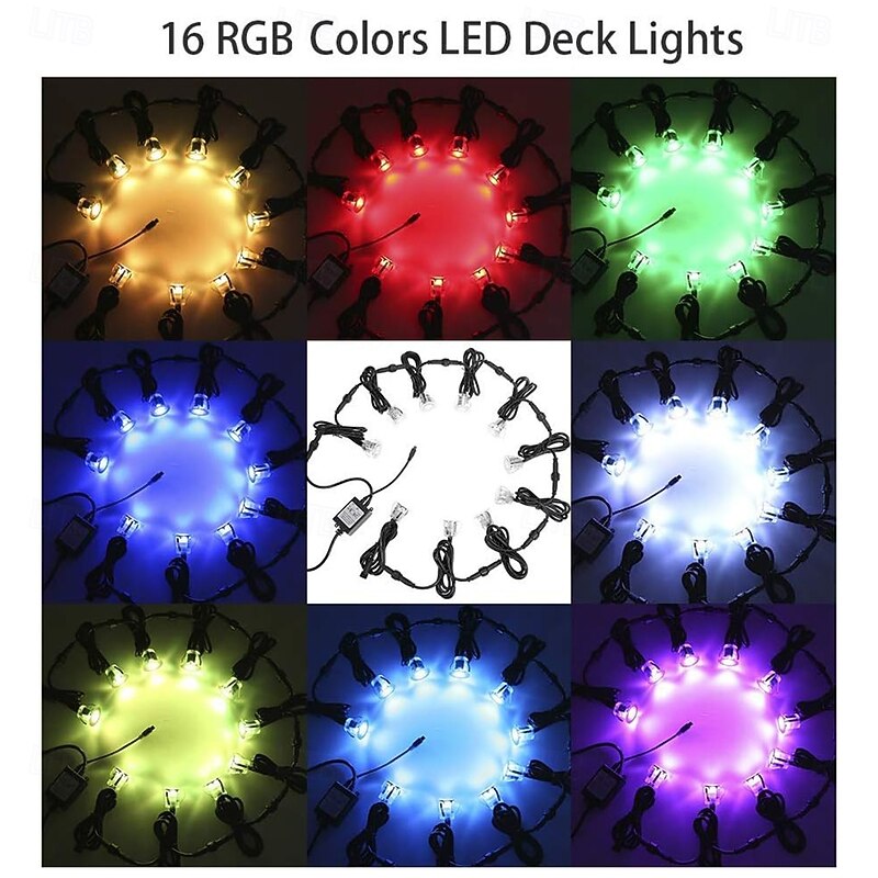 Recessed LED Deck Light 16 RGB Colors/4 Lighting Modes Timing RF Remote Control IP67 Waterproof LED in Ground Lights for Outdoor Yard Garden Stair Patio Pool Deck Kitchen 10Pack3