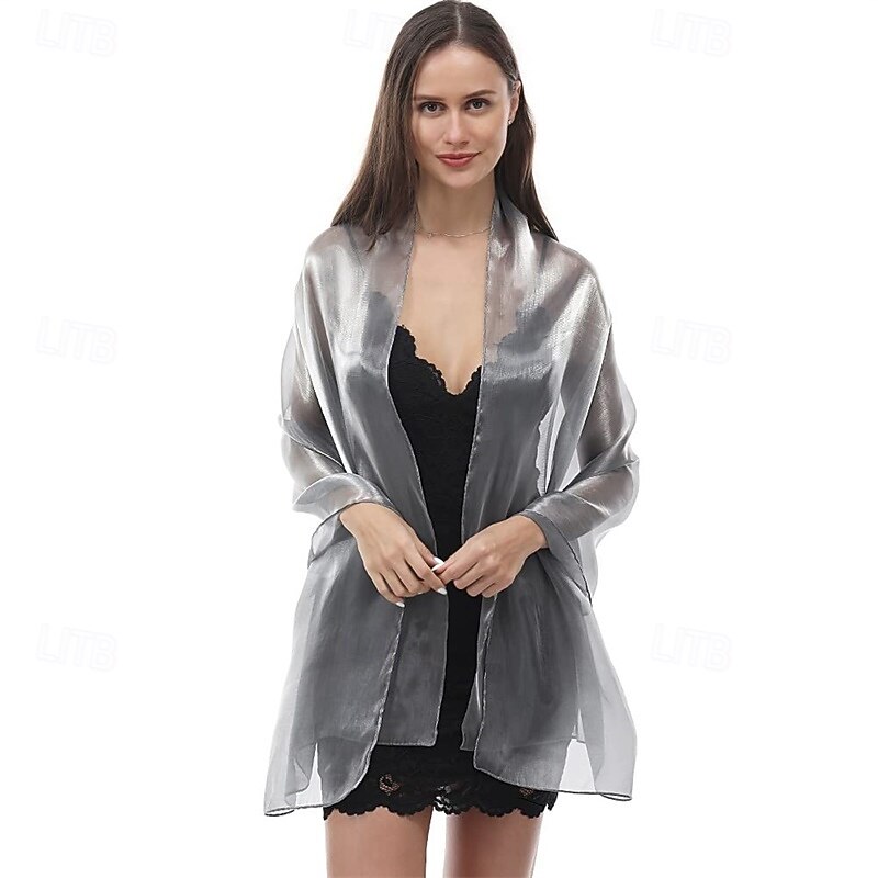 Ladiery Silky Shawls and Wraps for Evening Dresses Women Sheer Soft Bridesmaid Wedding Formal Party Organza Shawl4