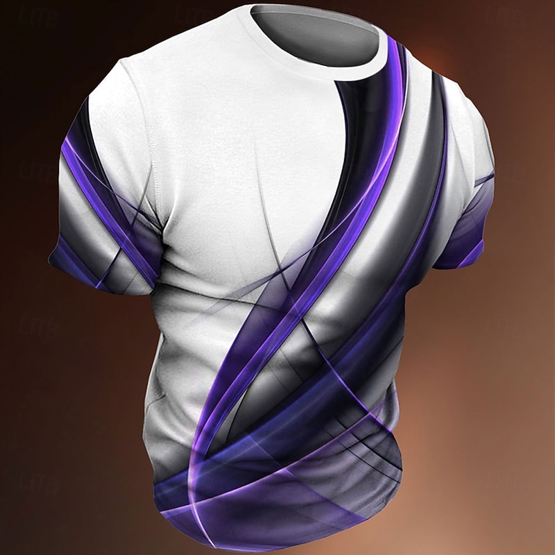 Men's Graphic Striped T Shirt Tee Short Sleeve T shirt 3D Print Crew Neck Shirt Vintage Fashion Designer Outdoor Casual Daily Yellow Blue Purple Spring & Summer Clothing Apparel S M L XL 2XL 3XL2