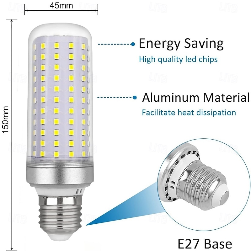 E27 LED Corn Light Bulbs - 40W Non-Dimmable 175V-265V for Home Lighting, Wall, Floor Lamps & Chandeliers 3PCS3