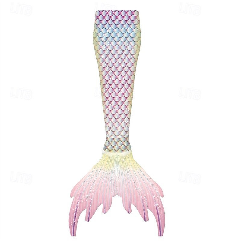 Kids Girls' Mermaid Swimwear Swimsuit Holiday Beach Scales Vacation Tropical Bathing Suits 4 years+ Summer White Pink4