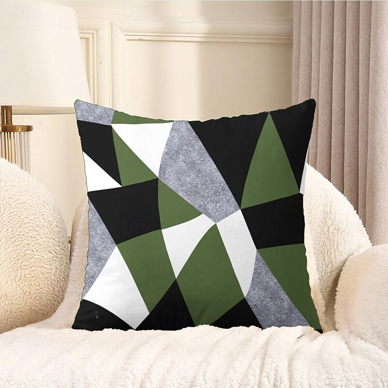Argyle Pattern Decorative Toss Pillows Cover 1PC Soft Square Cushion Case Pillowcase for Bedroom Livingroom Sofa Couch Chair Black Grey White Red Green2