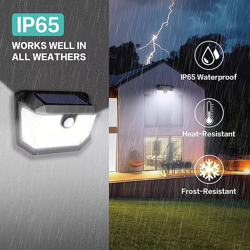 1 Pc outdoor solar waterproof wall lamp 178 LED Beams motion sensor induction lamp 270 degree wide-angle lighting 3 modes courtyard garden porch balcony garage lighting2