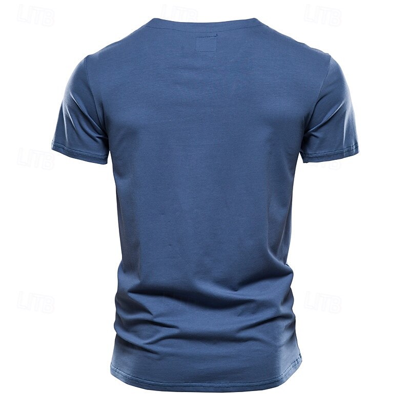 100% Cotton Men's Henley Shirt Tee Short Sleeve Solid Color Plain Pocket Henley Outdoor Casual Daily Summer Spring & Fall Black White Yellow Henley T-Shirt3
