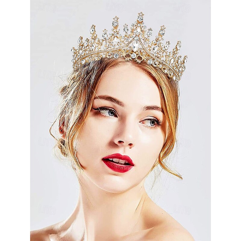 Sparkling Diamond Tiara Crown and Necklace Set – Gold-Plated Bridal Jewelry with Earrings, Perfect for Weddings, Pageants and Special Occasions3