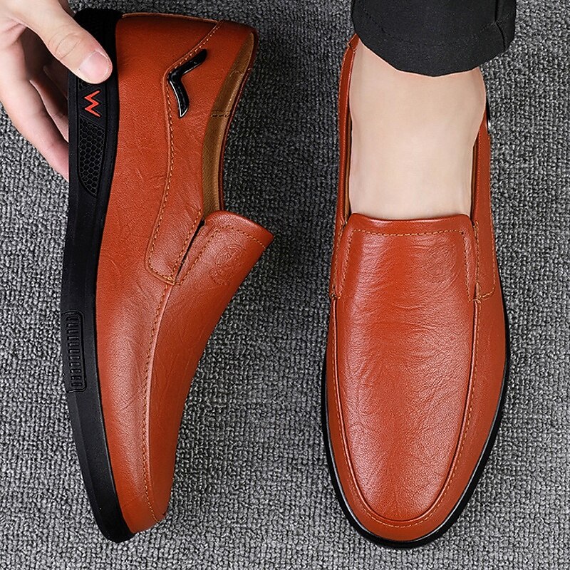 Men's Lightweight Brown Slip-On Loafers with Comfortable Sole - Casual Faux Leather Shoes for Daily Wear and Office Style4