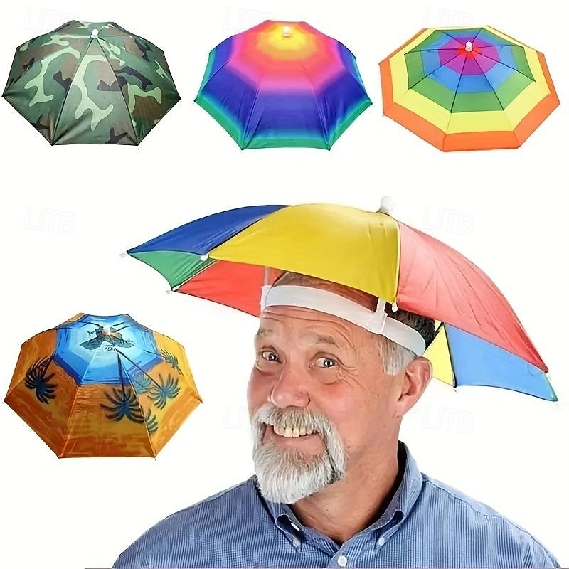 Umbrella Hat,  Fishing Umbrella Hat Folding Adjustable Sun Rain Cap, Waterproof UV Protection Fishing Headwear for Outdoor Party Beach Hiking
