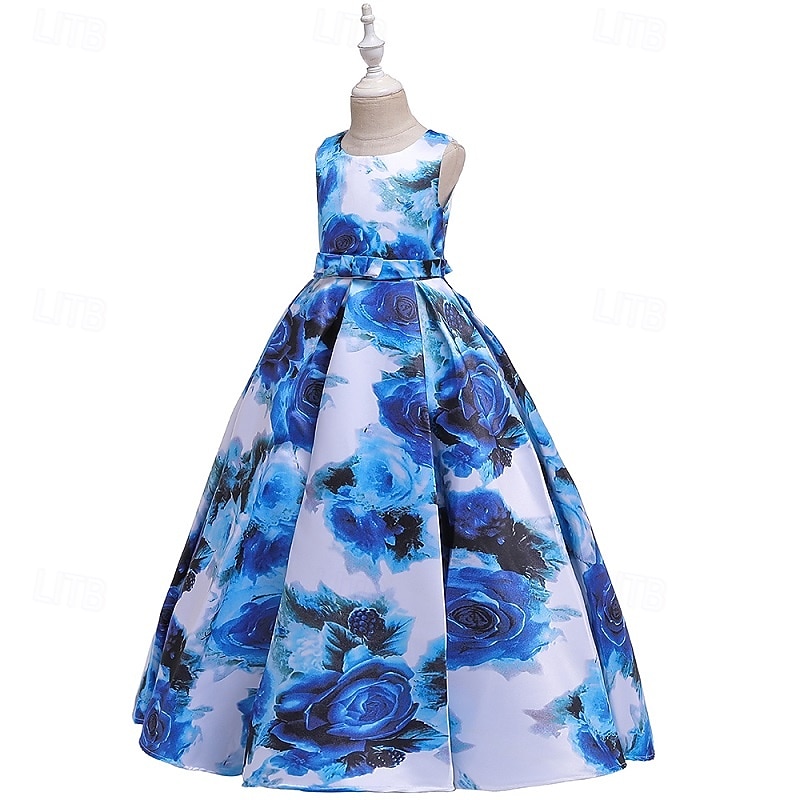 Kids Girls' Party Dress Floral Sleeveless Performance Special Occasion Elegant Princess Polyester Summer Spring 4-13 Years Red Blue Orange4