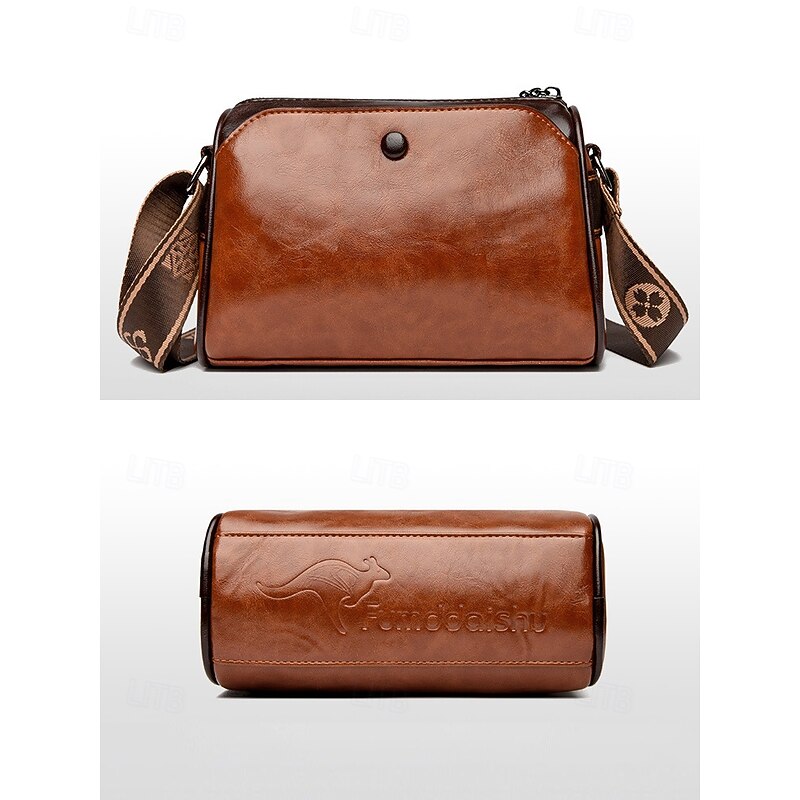 Women's Vintage Faux Leather Crossbody Shoulder Bag – Elegant and Compact Design with Adjustable Strap, Perfect for Daily Use, Travel, and Casual Outings Black White Brown4
