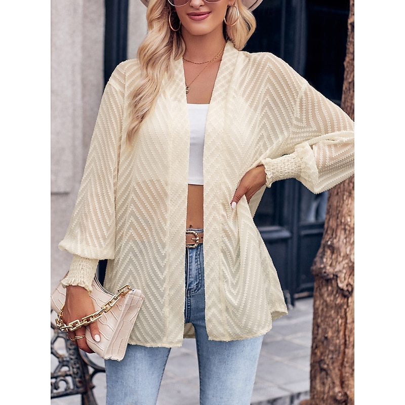 Women's Dressy Dusters Dressy Jackets Casual Jacket Vacation Street Daily Wear Summer Spring Regular Coat Regular Fit Comfortable Breathable Casual Jacket Long Sleeve non-printing Plain Oversized