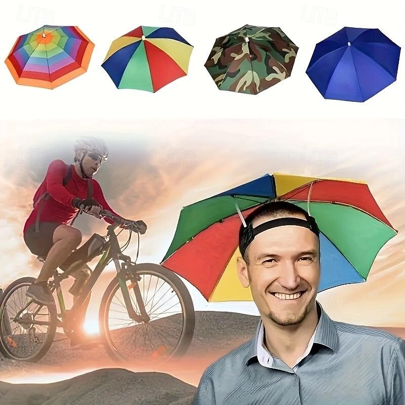 Umbrella Hat,  Fishing Umbrella Hat Folding Adjustable Sun Rain Cap, Waterproof UV Protection Fishing Headwear for Outdoor Party Beach Hiking2