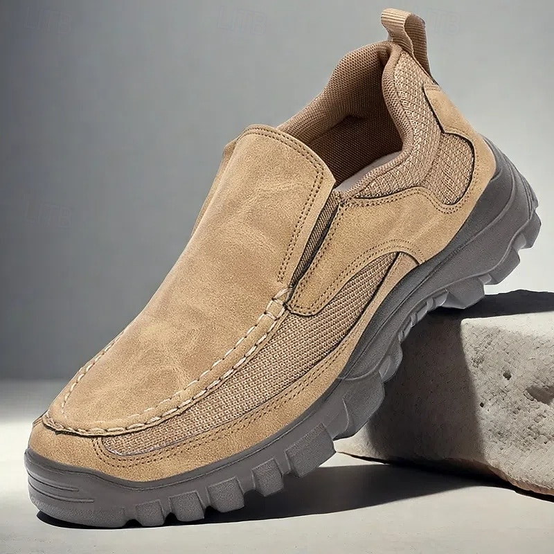 Men's Slip-On Suede Outdoor Shoes – Breathable Lightweight Design with Non-Slip Sole for Hiking, Travel and Casual Wear