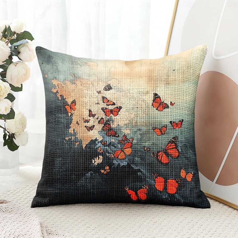 Vintage Butterflies Decorative Toss Pillows Cover 1PC Soft Square Couch Cushion Case Pillowcase for Bedroom Livingroom Sofa Chair4