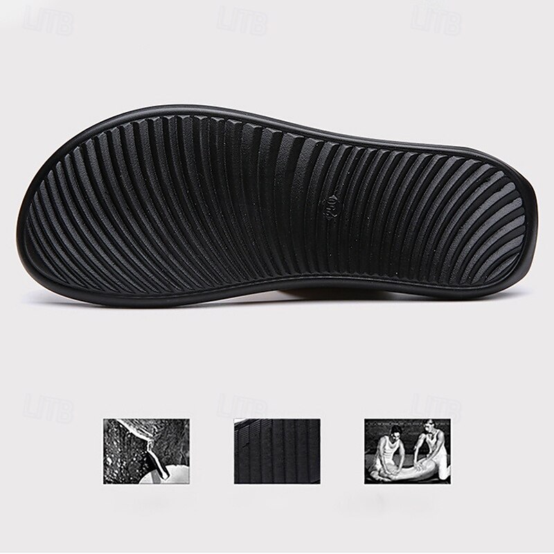 Men's Geometric Embossed Open-Toe Sandals – Adjustable Strap Design for Casual Beach and Summer Wear3