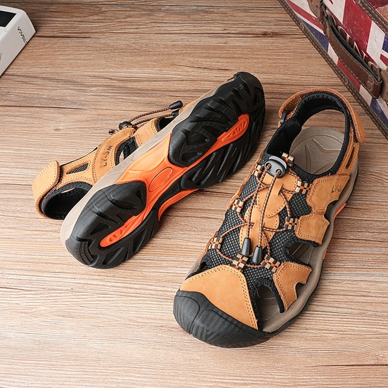 Men's Closed-Toe Outdoor Sandals – Durable Suede and Mesh Design with Adjustable Straps, Anti-Slip Sole, Perfect for Hiking and Summer Adventures3