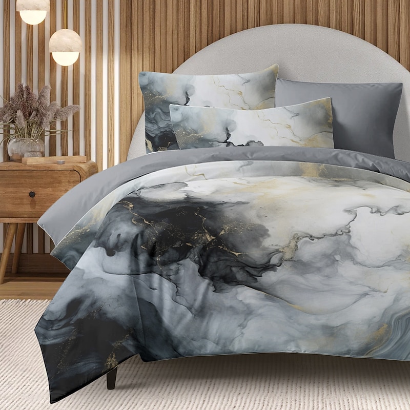 100% Cotton Duvet Cover Set Marble Pattern Set Comforter Cover Set Bedding Set Soft 2/3-Piece Luxury Bedding Set Home Decor Gift King Queen Duvet Cover