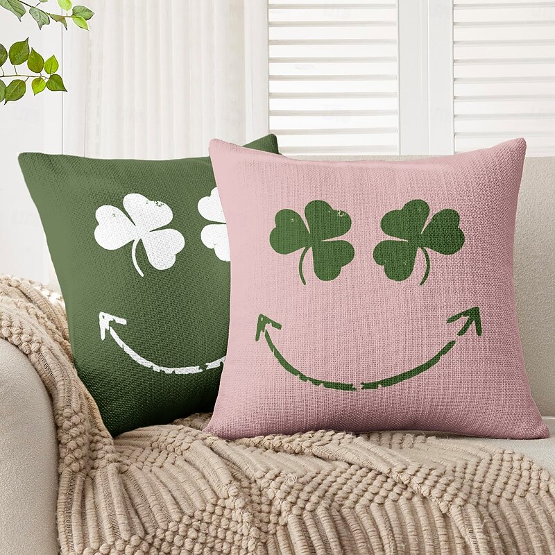 Saint Patrick's Day Decorative Toss Pillows Cover 1PC Shamrocks Lucky Irish Soft Square Couch Cushion Case Pillowcase for Bedroom Livingroom Sofa Chair4