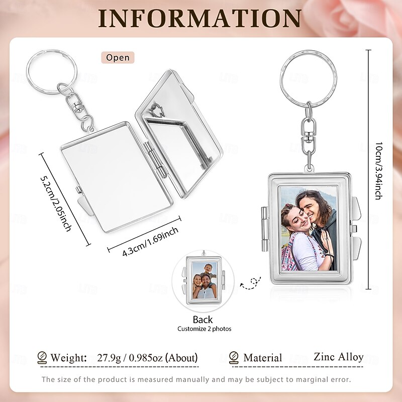 Personalized Rectangle Double-Sided Mirror Custom Best Gift for Mom – Customizable with Photos on Both Sides, Perfect for Wedding or Special Occasions2