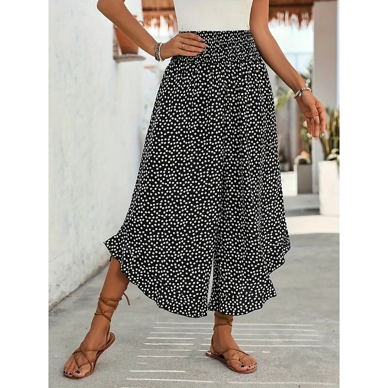 Women's Wide Leg Chinos Fashion Streetwear Full Length High Waist Polka Dot Pocket Elastic Waistband Print Comfy Soft Comfortable Micro-elastic Outdoor Street Black Red Green Spring Fall Regular Fit4