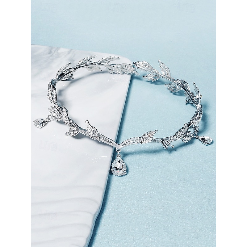 Gold Leaf Headpiece with Blue Gemstone Drops – Vintage Bohemian Tiara for Women, Perfect for Weddings, Renaissance Fairs and Cosplay4