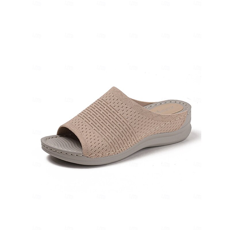 Women's Slip-On Sandals with Woven Knit Upper, Open-Toe Design and Cushioned Sole for Casual Summer Wear and Daily Comfort3