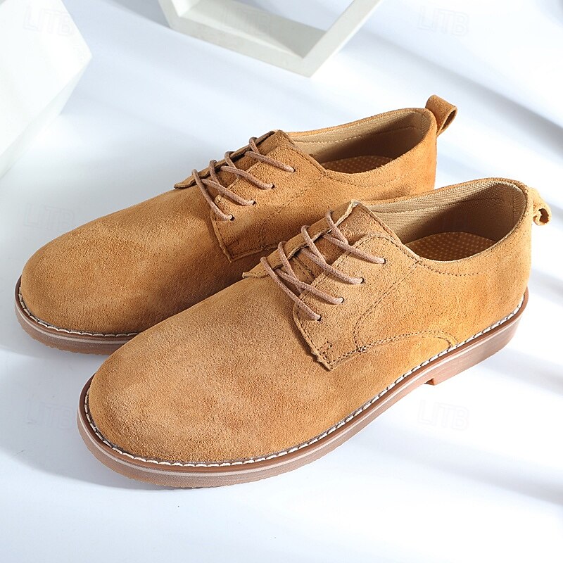 Men's Tan Suede Lace-Up Shoes – Comfortable Casual Footwear for Everyday Use and Smart Casual Occasions2