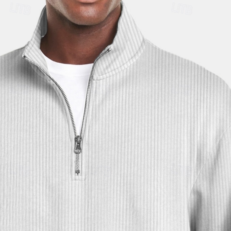 Men's Corduroy Shirt Polo Shirts Formal Work Ribbed Polo Collar Long Sleeve Fashion Comfortable Color Block Buttons Spring Fall Black White Gray Corduroy Shirt2