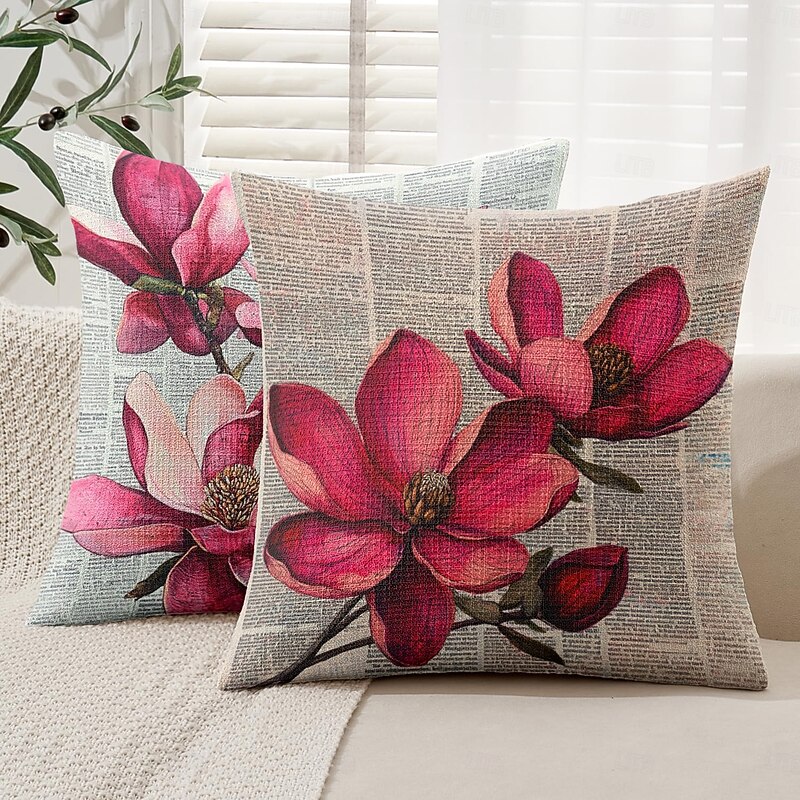 Vintage Floral Decorative Toss Pillows Cover 1PC Soft Square Couch Cushion Case Pillowcase for Bedroom Livingroom Sofa Chair4