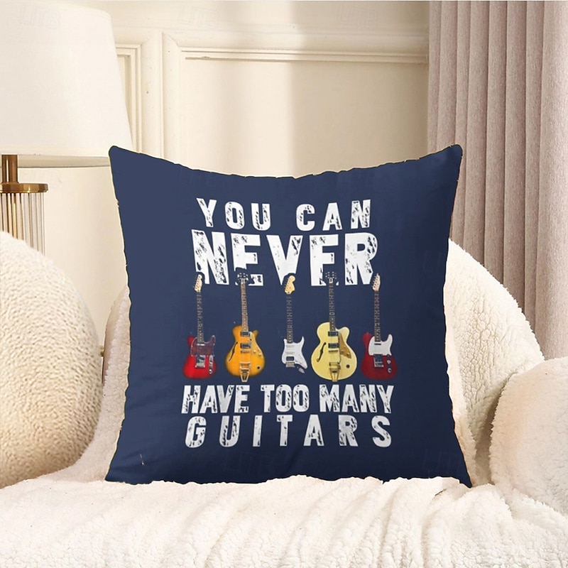 Decorative Toss Pillows Cover 1PC Guitar Funny Slang Soft Square Cushion Case Pillowcase for Bedroom Livingroom Sofa Couch Chair Summer Spring