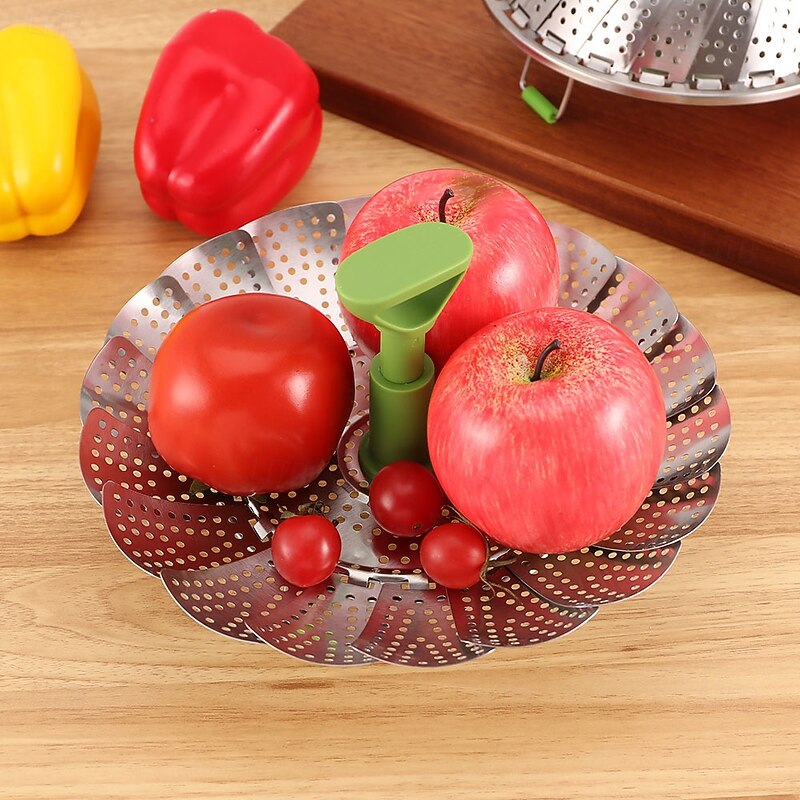 Vegetable Steamer Basket for Cooking Food, Stainless Steel Veggie Steam Basket for Pot, Folding Expandable Steaming Insert with Extendable Handle Fits Various Size Pot2