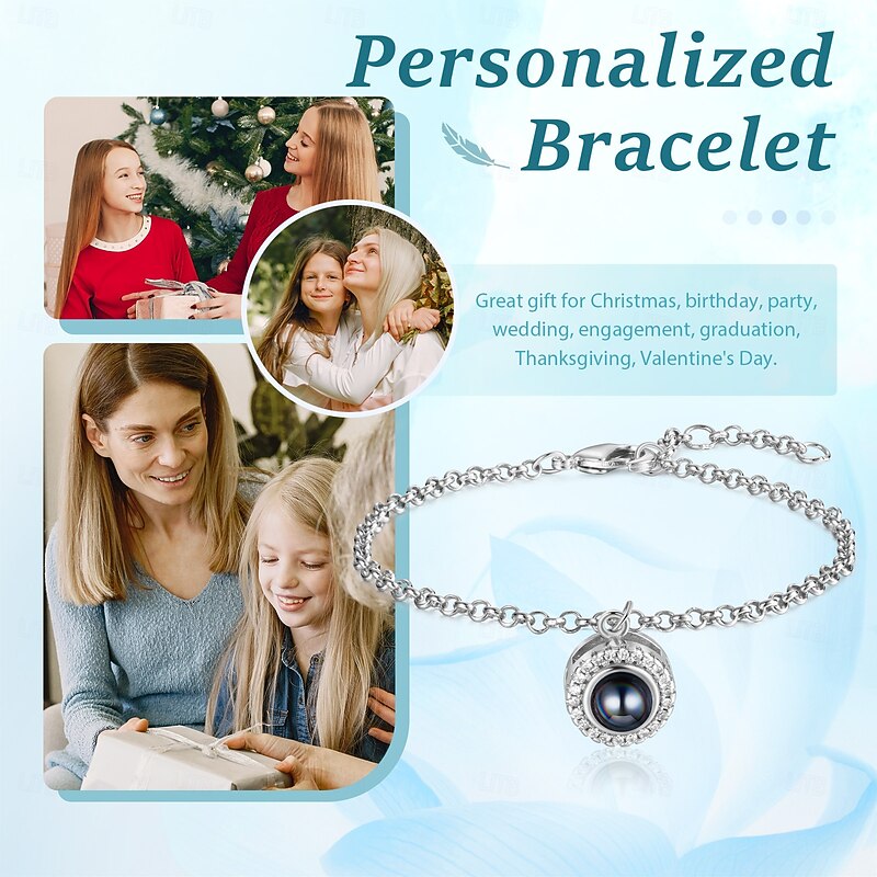 Personalized Photo Projection Bracelet Custom Best Gift for Mom – Elegant Design with Photo and Three Color Options, Perfect Wedding Gift for Wife or Girlfriend4