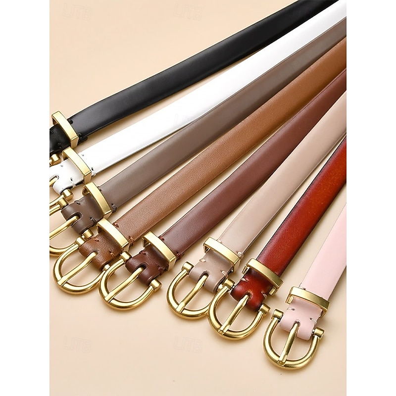 Leather Belt for Women – Slim Fit, Classic Gold Buckle, Adjustable, Perfect for Casual and Business Wear4