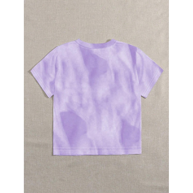 Women's T Shirt Butterfly Casual Short Sleeve Round Neck Regular Tops Daily Print Purple Summer2