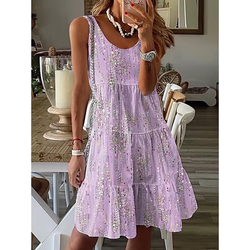 Women's Mini Dress Petite Dress Sundress Shift Dress Tank Dress Active Tropical Fashion Outdoor Vacation Holiday Regular Fit Floral Bohemian Sleeveless U Neck Pink Blue Green Summer Spring3