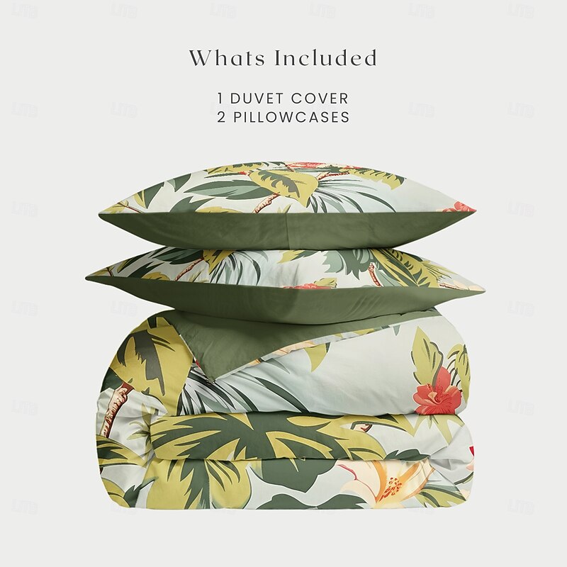 Tropical Plant Duvet Cover Bed Set 2-piece Set 3-piece Set Lightweight Soft Short Plush Set Thickened Felt Square Bed3