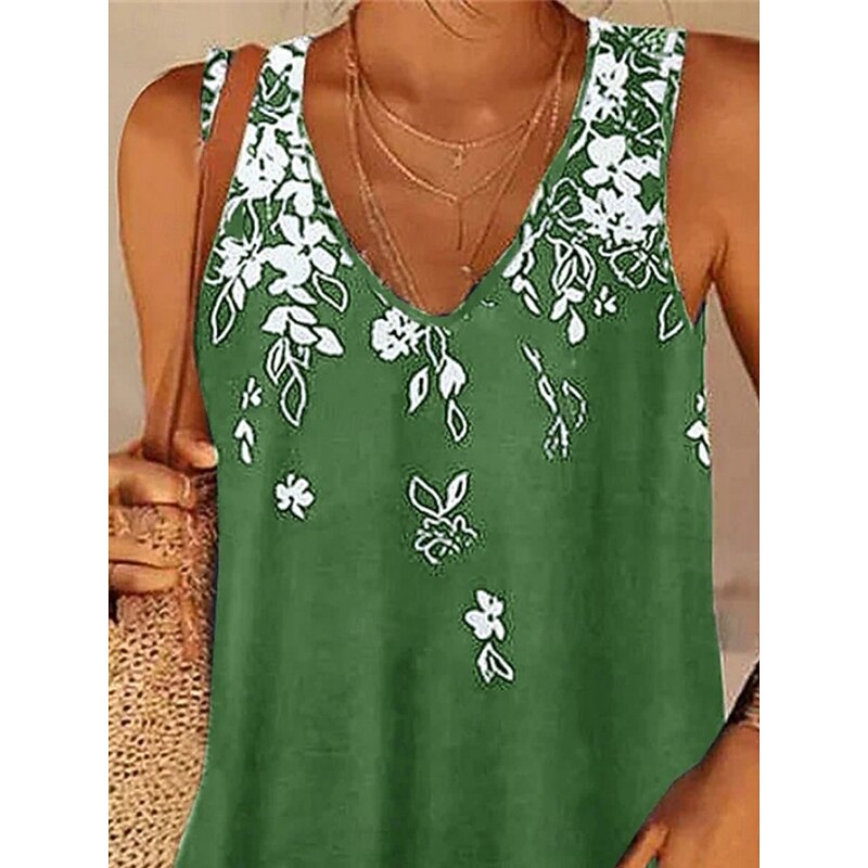 Women's Camisole Tank Top Floral Stylish Casual Sleeveless U Neck Regular Tops Daily Print Sky Blue Purple Green Summer2
