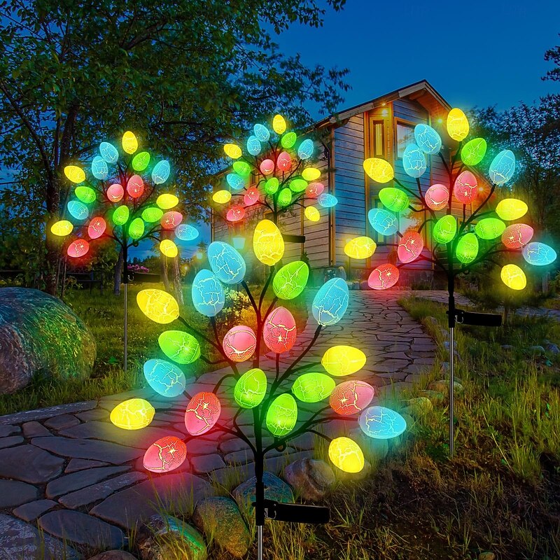 Outdoor Solar Easter Egg Ground Plug-In Light - 20 LED Beads for Courtyard, Garden & Lawn Pathway Holiday Decoration 1pc2