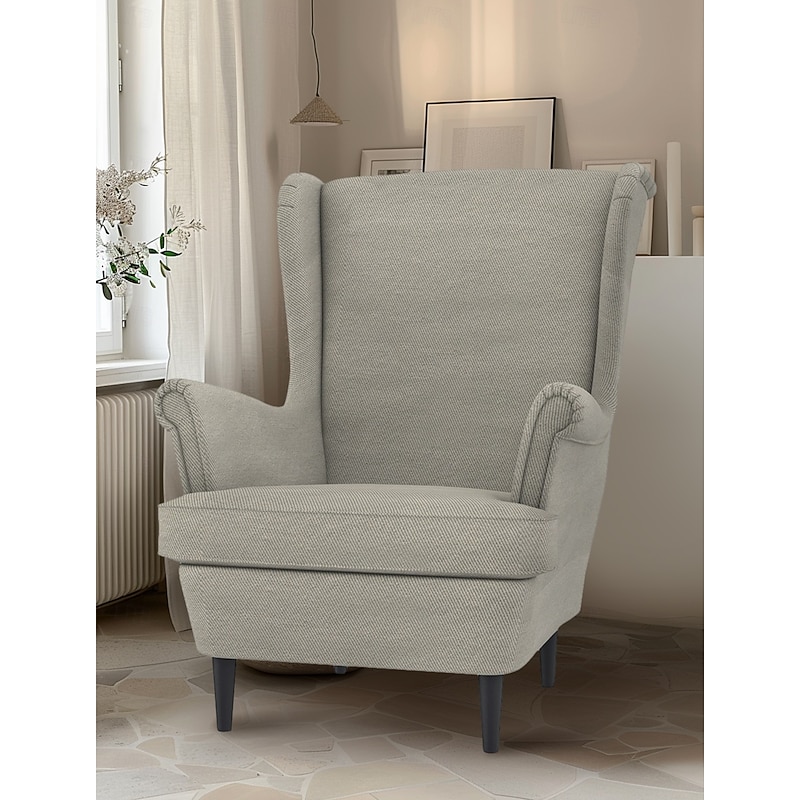 100% Cotton Cover For Wingback Chair Solid Color Quilted Slipcovers STANDcover LITB PRIME cover4