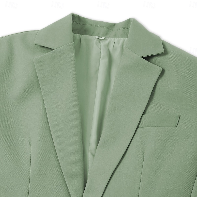 Men's Wedding Fall Wedding Suits Notch Notch Lapel Sage Dark Green Party Dress Solid Colored Tailored Fit 3 Piece Single Breasted Two-buttons4