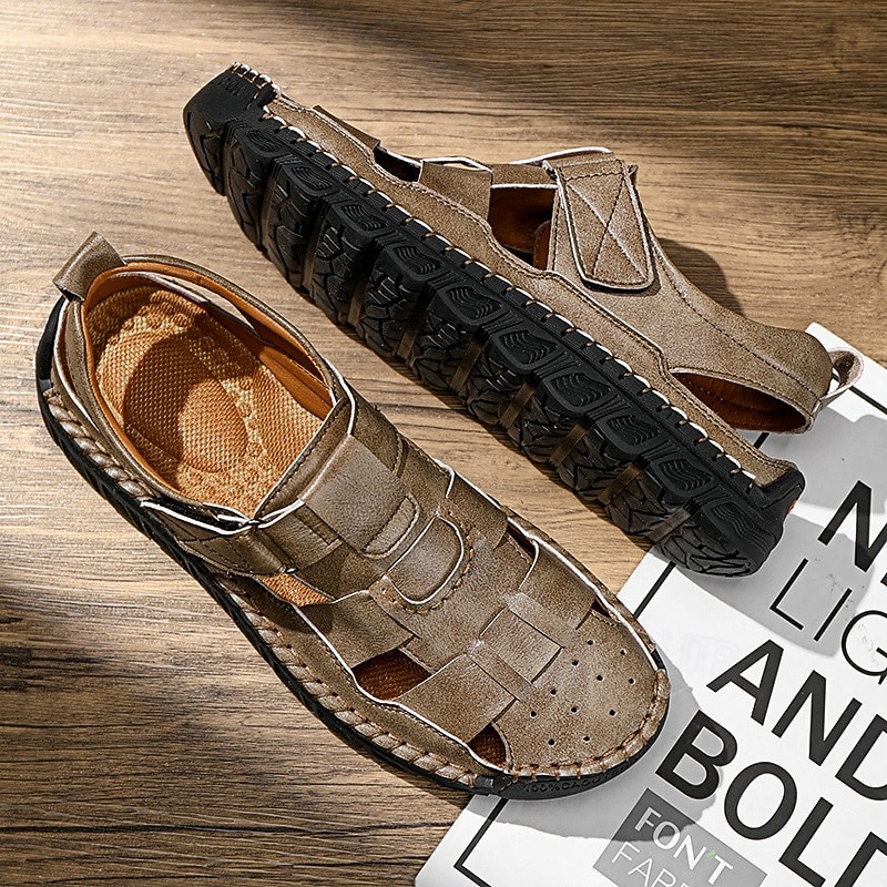 Men's Closed-Toe Suede Sandals - Lightweight Breathable Design with Adjustable Strap, Ideal for Summer Casual and Outdoor Activities4