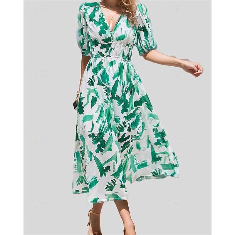 Women's Long Dress Maxi Dress Casual Dress A Line Dress Floral Dress Summer Dress Elegant Stylish Vacation Daily Date Regular Fit Floral Short Sleeve V Neck Black Pink Blue Green Summer4