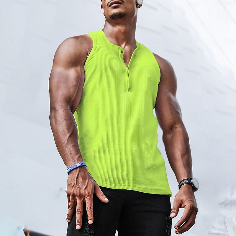 Men's Tank Top Henley Shirt Vest Top Undershirt Sleeveless Henley Summer Plain Fashion Designer Muscle Buttons Outdoor Practice Gym Black White Blue Top Tee for Men3