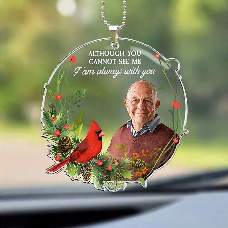 Personalized Memorial Ornament Custom Photo Acrylic Car Ornament I Am Always With You Sympathy Memorial Gifts For Loss Of Loved Ones Christmas Ornmanemt Photo Rear View Mirror Accessory3