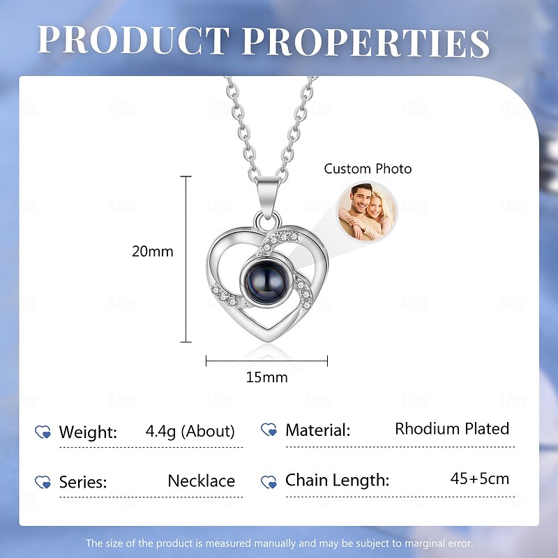 Personalized Photo Projection Necklace Custom Best Gift for Mom – Customized Pendant with Photo, Ideal Wedding, Christmas, or Anniversary Gift for Friends and Family2