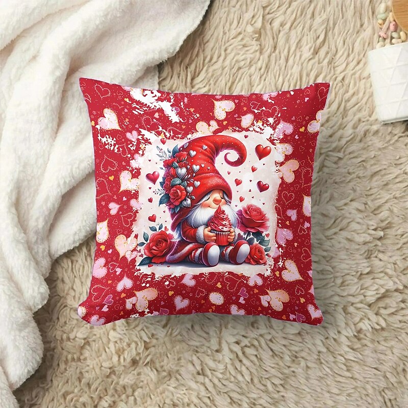 Wedding Decorative Toss Pillows Cover 1PC Gnome Heart Soft Square Couch Cushion Case Pillowcase for Bedroom Livingroom Sofa Chair Spring Summer Party4