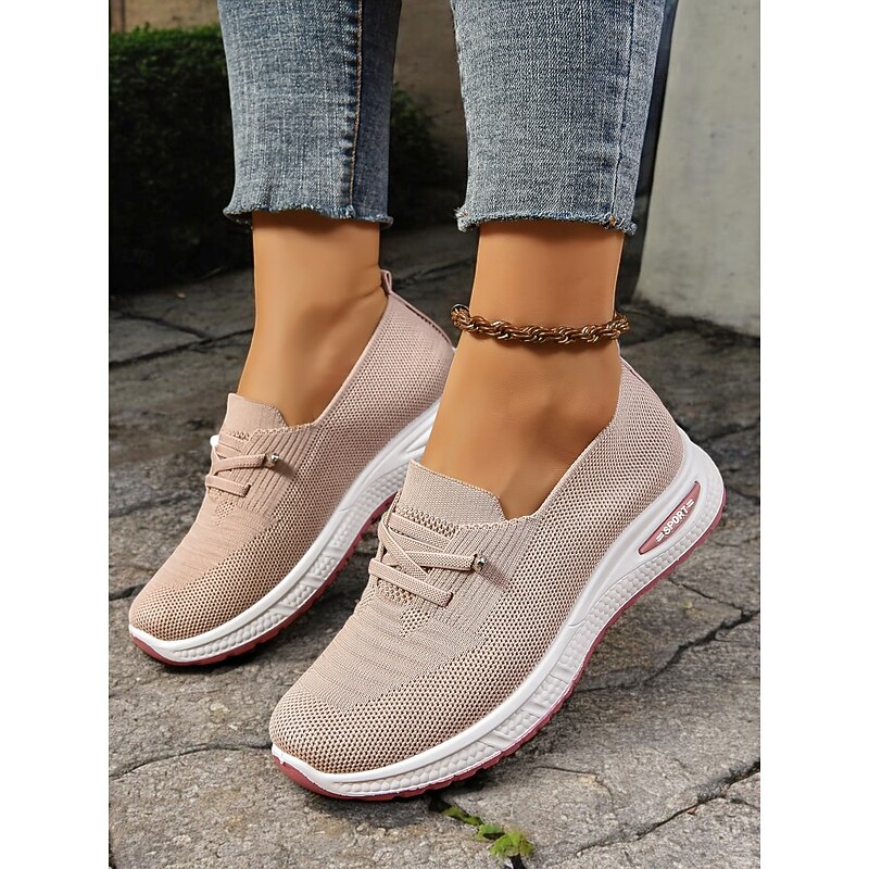 Women's Slip-On Knit Sneakers with Air-Cushioned Sole – Lightweight and Breathable Shoes for Walking, Travel and Casual Wear3