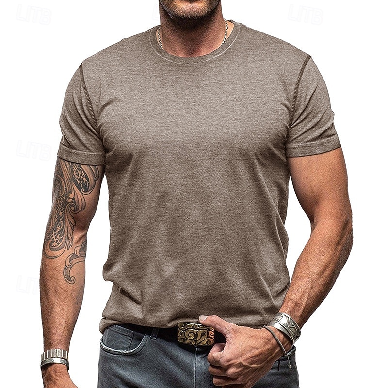 Men's Summer Tops Short Sleeve Fashion Daily Crewneck Crew Neck Dailywear Causal Spring & Summer Dark Grey Black Light Blue Henley T-Shirt2