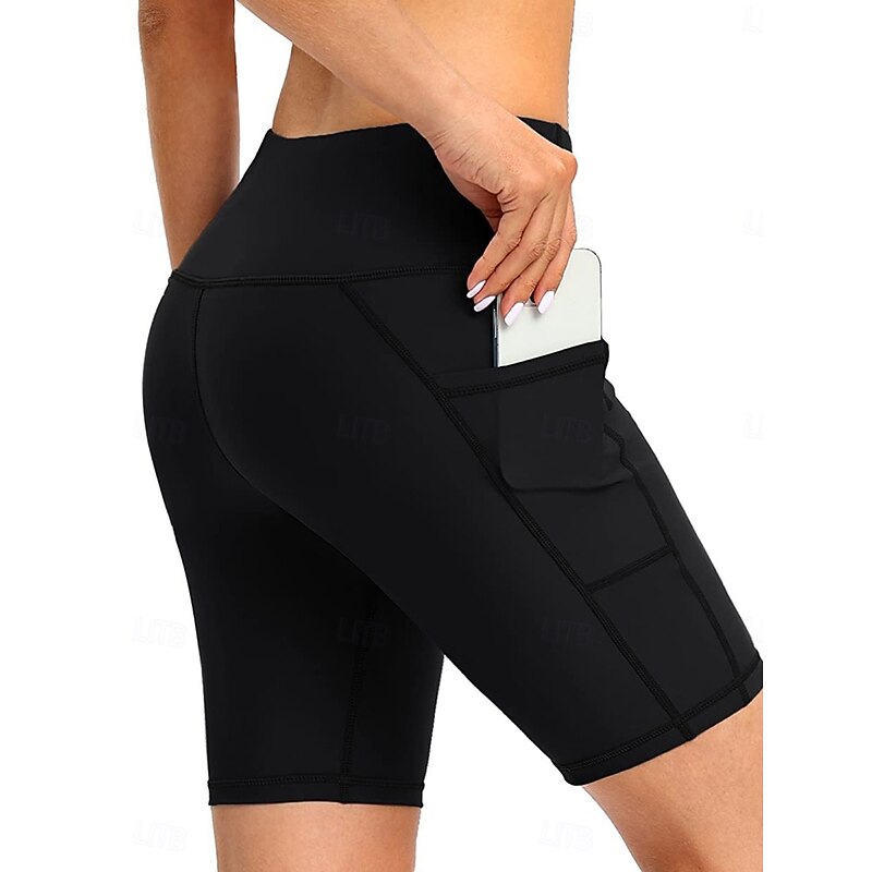 Women's Swimwear Stretchy Boxer Shorts Swimsuit High Waist Vacation Beach Wear Solid Color Sleeveless Bathing Suits2