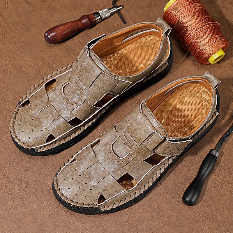 Men's Closed-Toe Suede Sandals - Lightweight Breathable Design with Adjustable Strap, Ideal for Summer Casual and Outdoor Activities3